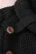 黑色纽扣装饰不对称裹身高领毛衣