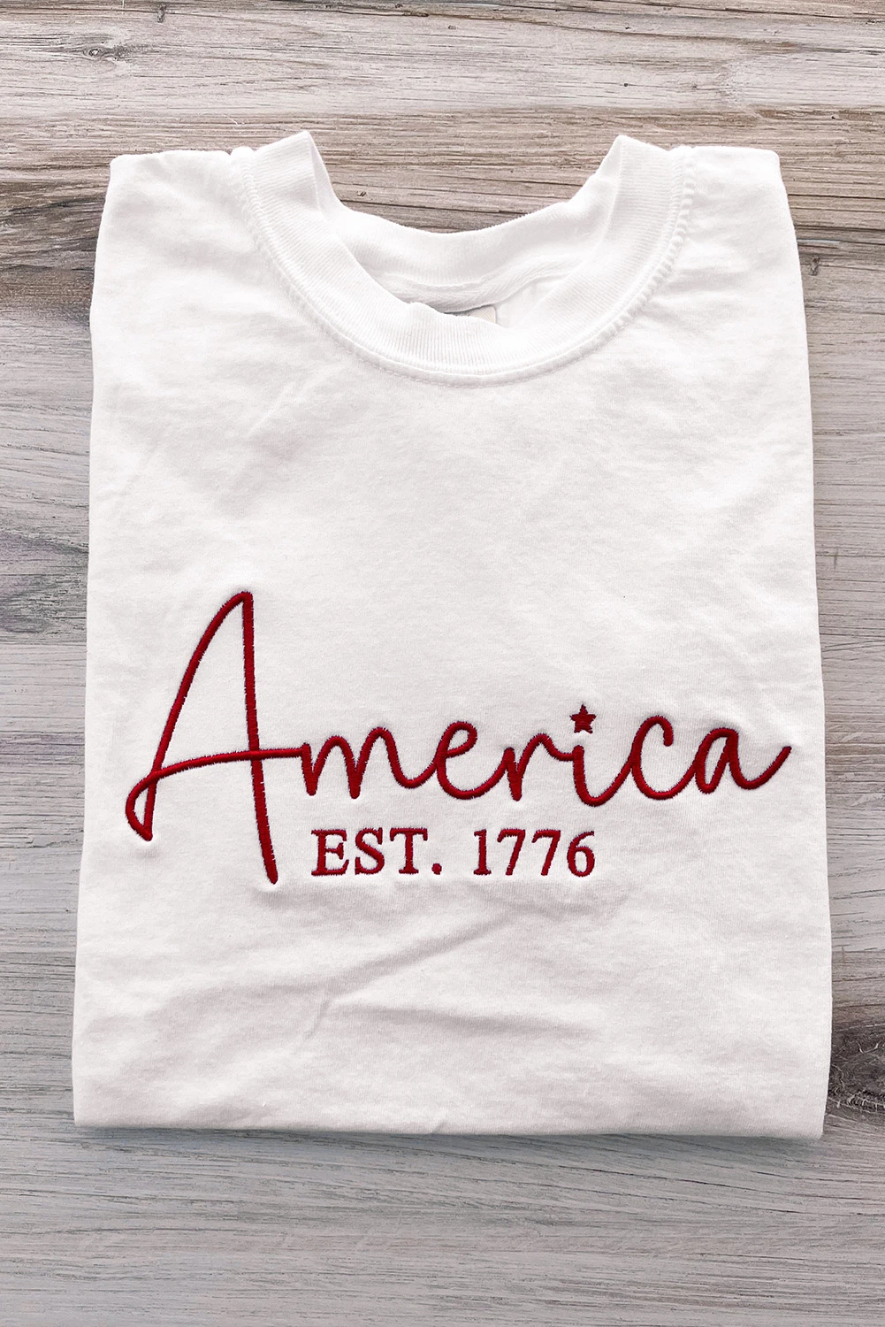 白色 America EST.1776 刺绣图案 T 恤 LC25225731