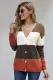 Brown V Neck Buttoned Closure Colorblock Sweater Cardigan