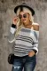Gray Loose Fit Striped Pattern Sweater