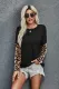 Black Long Sleeve Top with Leopard Print
