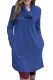Blue Drawstring Cowl Neck Sweatshirt Dress