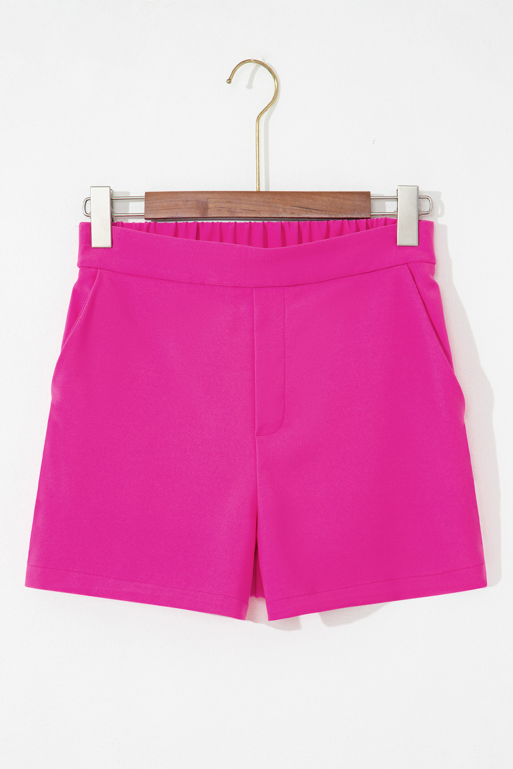 Sachet Pink Half Elastic Waist Casual Pocketed Shorts