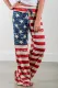 American Flag Print Drawstring Casual Pants