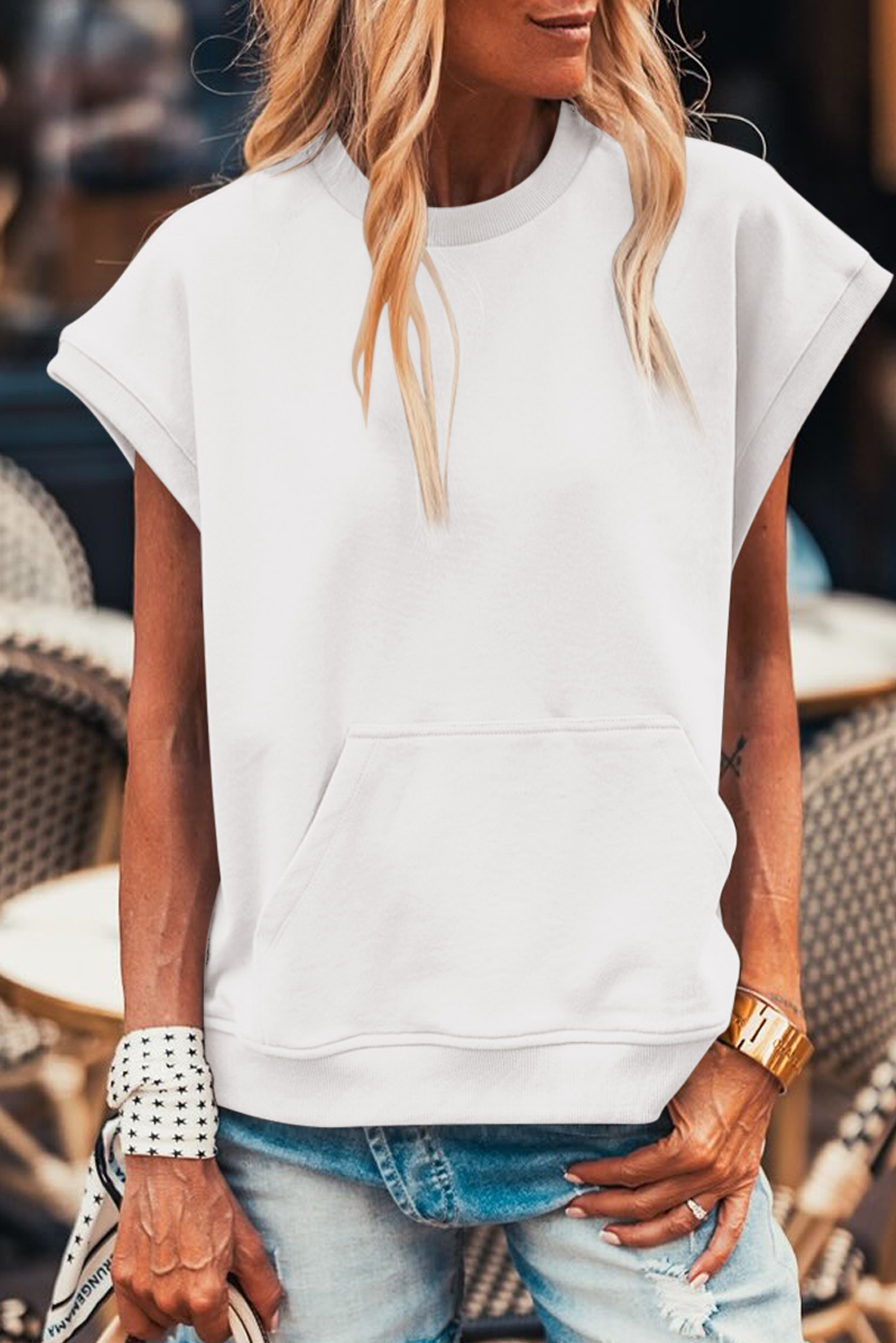 White pullover sweatshirt