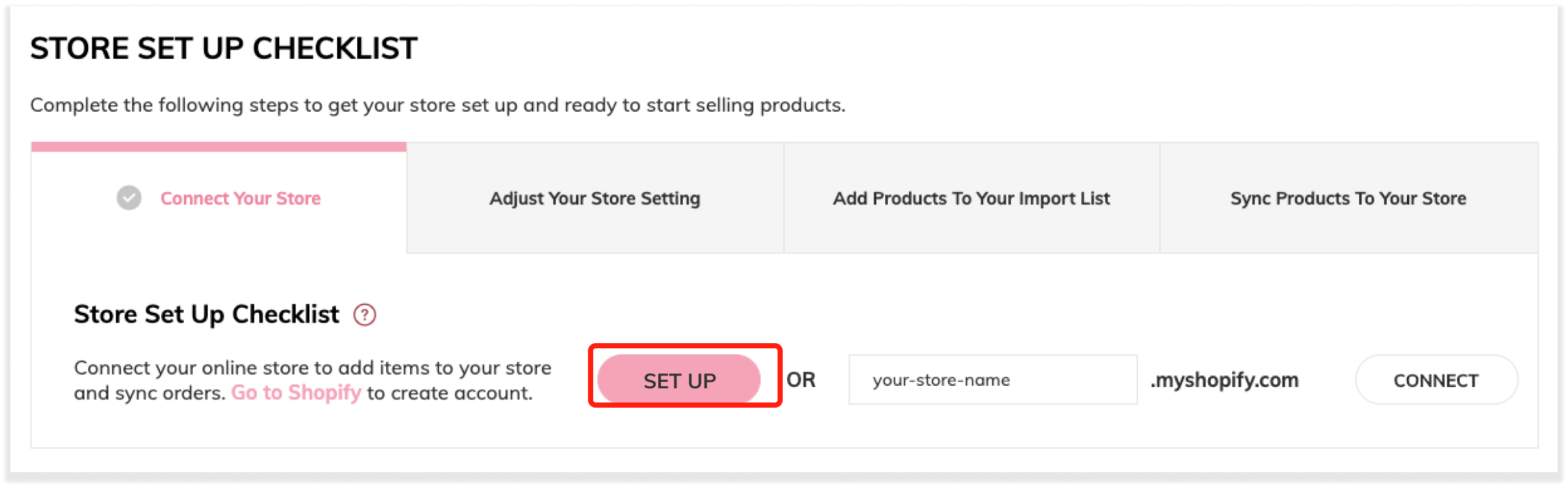 Click here to be redirected to the installation url enter the store