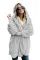 Grey Soft Fleece Hooded Open Front Coat