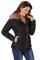 Faux Fur Collar Trim Black Quilted Jacket