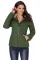 Army Green Faux Fur Collar Trim Black Quilted Jacket