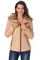 Camel Faux Fur Collar Trim Black Quilted Jacket