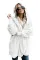 Off White Soft Fleece Hooded Open Front Coat