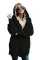 Black Soft Fleece Hooded Open Front Coat