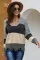 Gray Colorblock Distressed Sweater