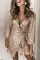 Apricot Sequin Wrap Dress with Sash