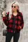 Red Plaid Print Sherpa Jacket Coat