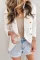 White Double Breasted Long Sleeve Novelty Button Blazer