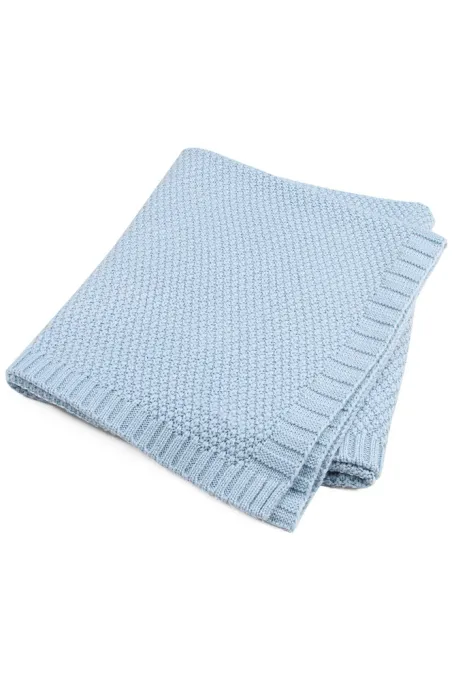 天青色优质棉针织婴儿毛毯