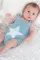 浅蓝色星形图案针织婴儿连体婴儿服装