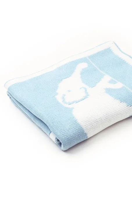 淡蓝色可爱的大象图案宝宝毛毯