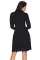 黑色高领系带装饰长袖高腰裙摆拼接喇叭连衣裙