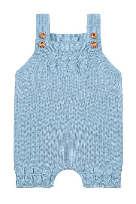 蓝色的线编织细节的婴儿罩衫