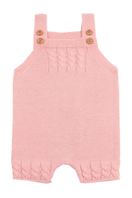 粉红色的线编织细节的婴儿罩衫