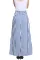 浅蓝色高腰条纹不可拆卸腰带波西米亚长裙半身裙