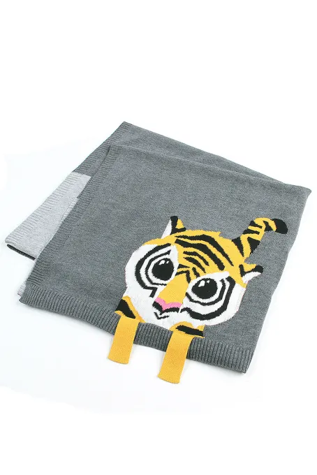 灰色老虎图案婴儿毯子
