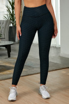 黑色高腰紧身别致纹理舒适瑜伽运动裤