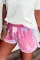 粉色扎染侧口袋休闲运动沙滩短裤