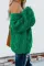 绿色V领宽松合身编织针织毛衣