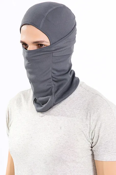 灰色透气防尘户外骑行头套保暖头巾面罩