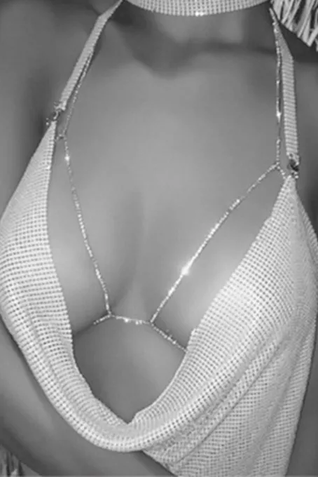 银色时尚水钻文胸美体链