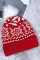 红色圣诞节印花针织毛线帽