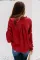 红色V领灯笼袖束带优雅舒适女式衬衫