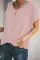粉色V领短袖时尚扭纹宽松休闲T恤