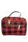 红色流行格子印花休闲手提包