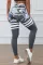 灰色迷彩印花条纹高腰瑜伽锻炼运动裤