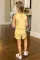黄色夏季无袖荷叶边细节舒适可爱短款小女孩连体裤