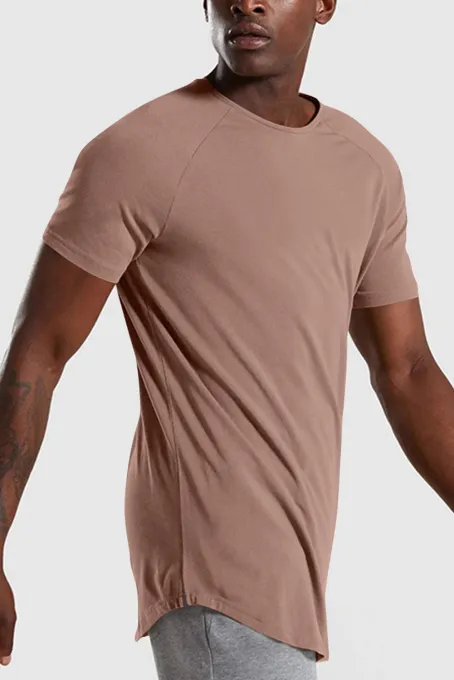 暗粉色透气舒适男士运动健身舒适圆领T恤