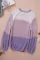 紫色时尚拼色宽松针织毛衣