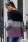 紫色拉链衣襟特色口袋时尚拼色长袖连帽衫