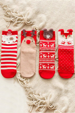 红色可爱圣诞短袜