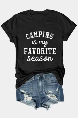 黑色 CAMPING 是我最喜欢的季节 T 恤