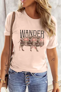 粉色 WANDER 豹纹印花短袖 T 恤