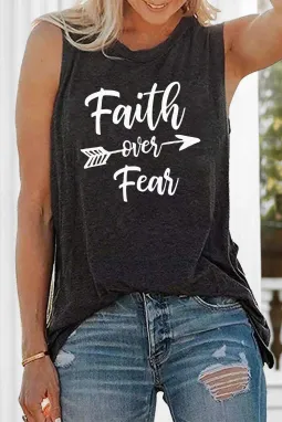 黑色 Faith Over Fear 印花背心
