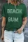 绿色 BEACH BUM 字母印花 T 恤