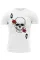 白色扑克牌花卉骷髅印花男士图案 T 恤