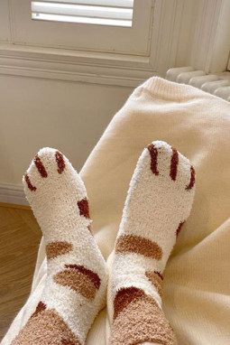 猫爪保暖毛绒袜