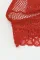 红色 V 领镂空钩针网眼蕾丝文胸套装